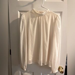 Loft clip mixed media blouse